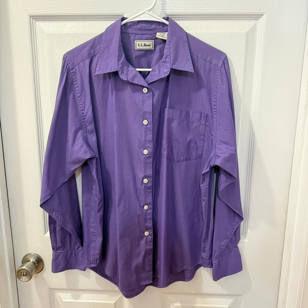 LL Bean Women's M Purple Button Down Long Sleeve Shirt Classic Preppy Academia